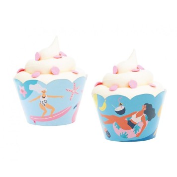Summer Surfing  muffin decoration set of 6