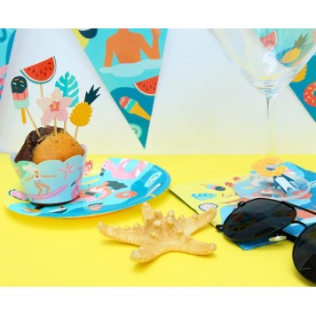 Summer Surfing  muffin decoration set of 6