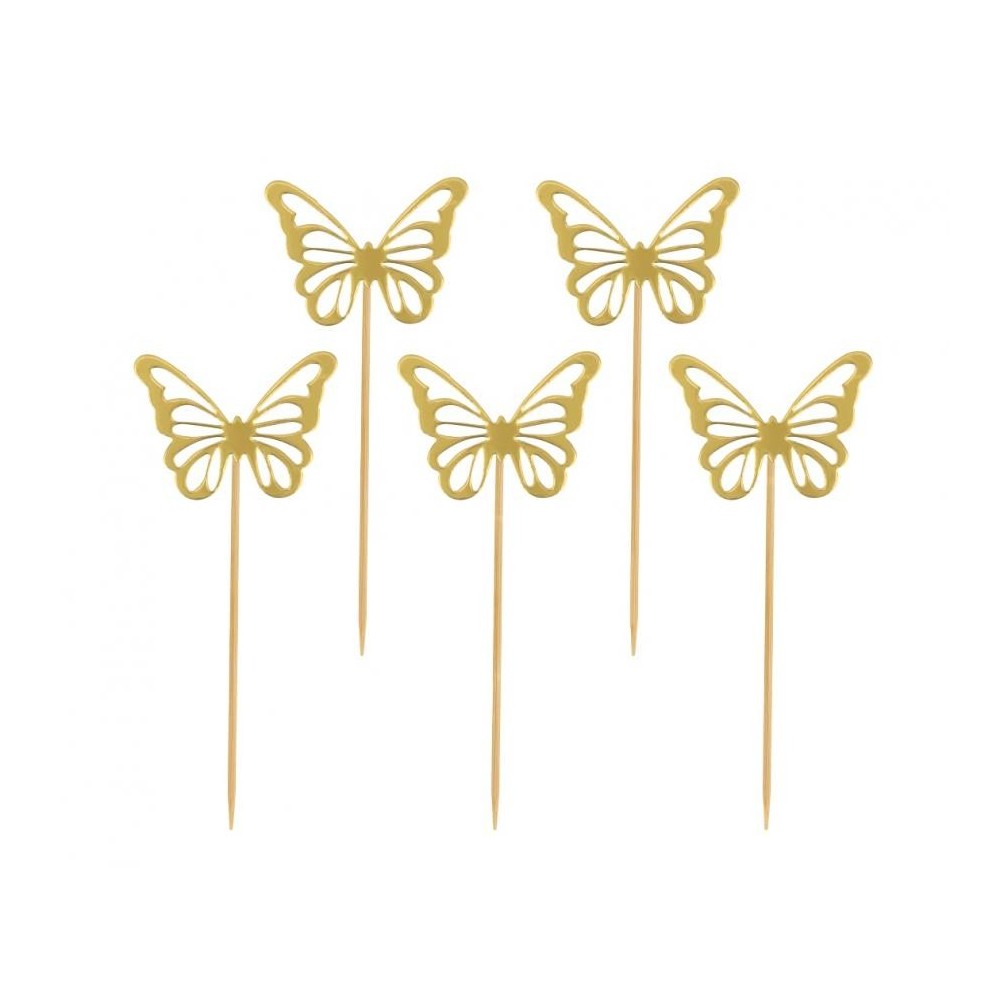 Butterfly Gold decorative stick 12 pcs