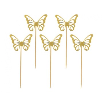 Butterfly Gold decorative stick 12 pcs