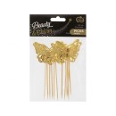 Butterfly Gold decorative stick 12 pcs