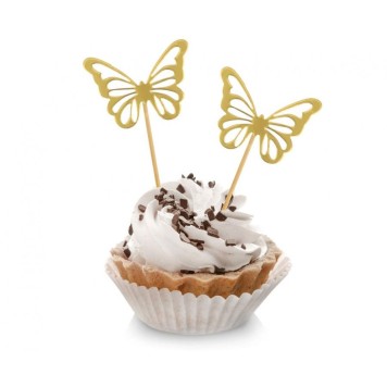 Butterfly Gold decorative stick 12 pcs