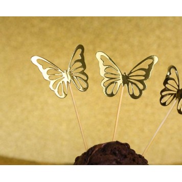 Butterfly Gold decorative stick 12 pcs