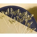 Butterfly Gold decorative stick 12 pcs