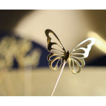 Butterfly Gold decorative stick 12 pcs