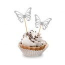 Butterfly Silver decorative stick 12 pcs
