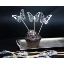 Butterfly Silver decorative stick 12 pcs