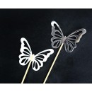 Butterfly Silver decorative stick 12 pcs