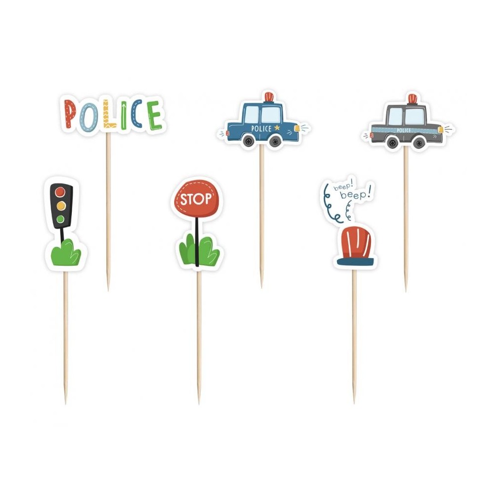Police Beep decorative stick set of 6