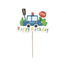 Police Beep Happy Birthday cake decoration 13 cm