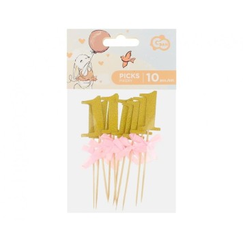 Happy Birthday Pink 1st Birthday Decorative Stick 10 pcs