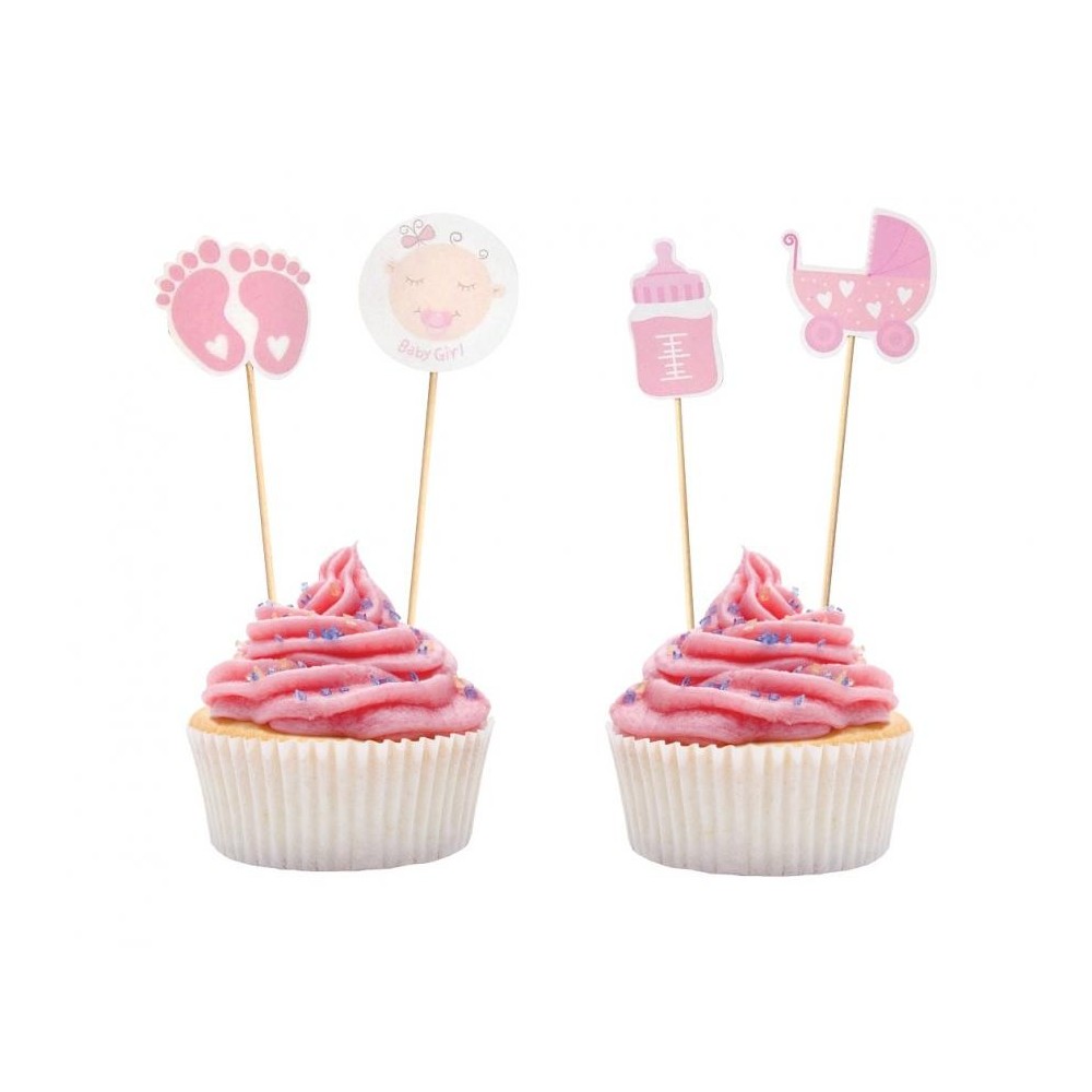 Happy Birthday Baby Girl Pink decorative stick 12 pcs