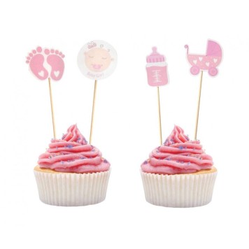 Happy Birthday Baby Girl Pink decorative stick 12 pcs