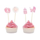 Happy Birthday Baby Girl Pink decorative stick 12 pcs