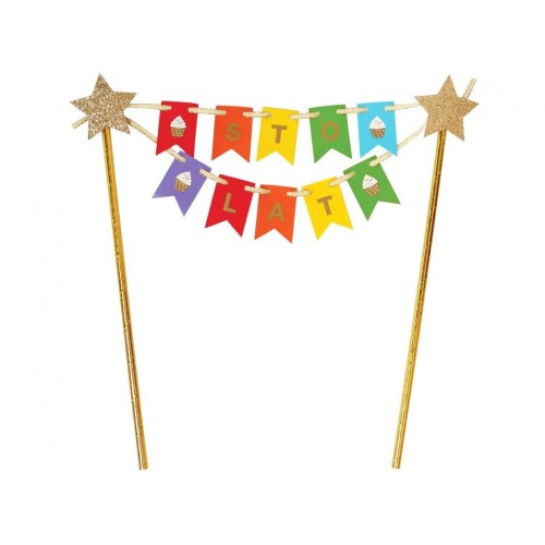 Happy Birthday Sto Lat Rainbow cake decoration