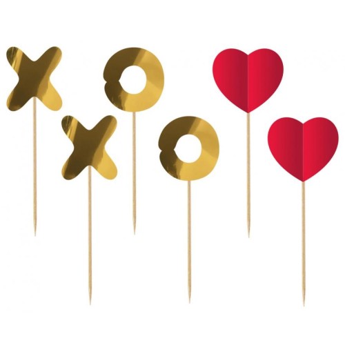 Love XOXO Red XOXO decorative stick, pack of 6