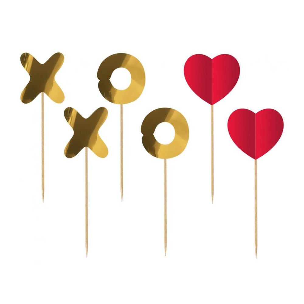 Love XOXO Red XOXO decorative stick, pack of 6