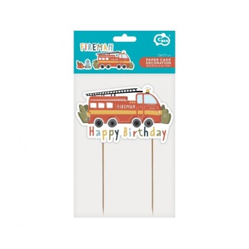Fireman Fireman Happy Birthday cake decoration 13 cm