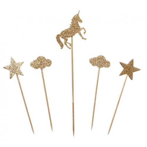 Unicorn Star glitter cake decoration set 5 pcs