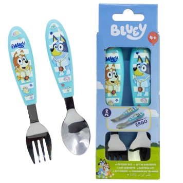 Bluey Yummy metal ergonomic cutlery set - 2 pieces