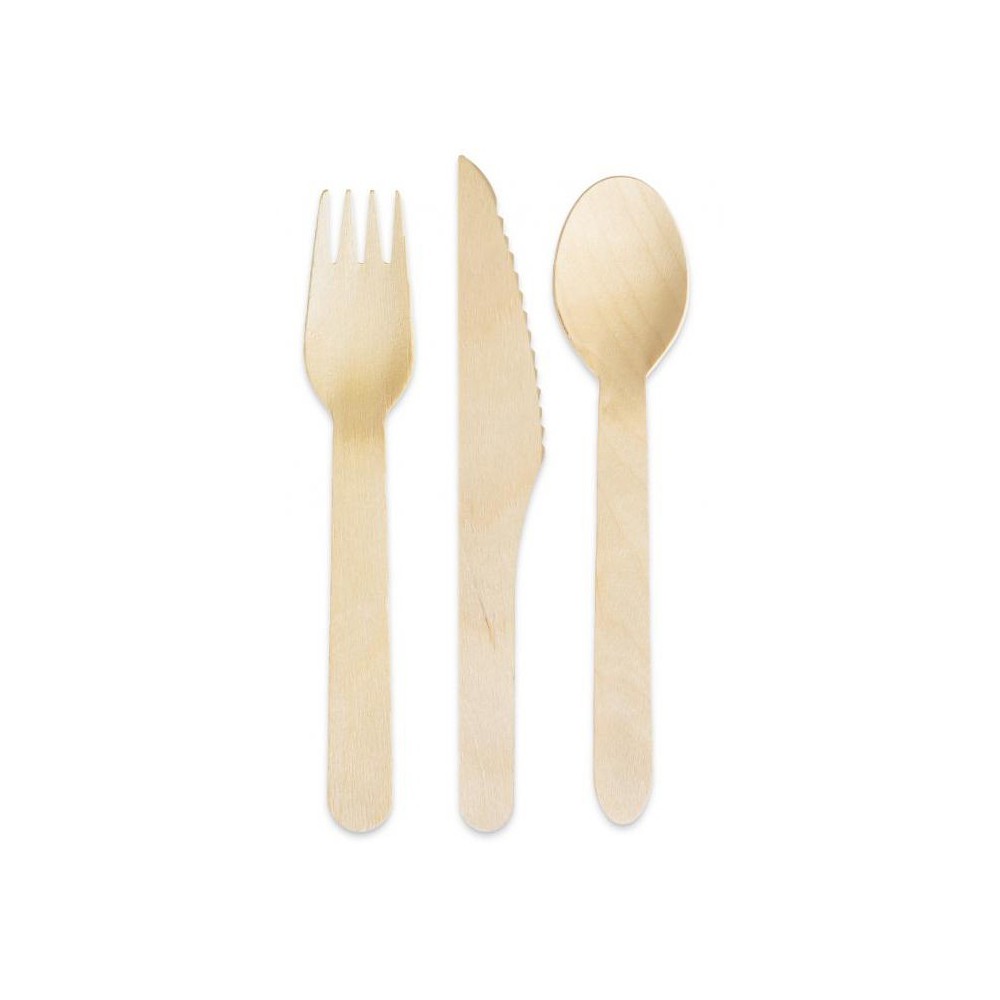 Party Wooden Wooden Cutlery Set 6 Pieces