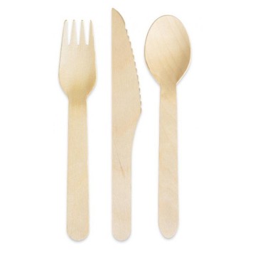 Party Wooden Wooden Cutlery Set 6 Pieces