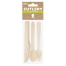 Party Wooden Wooden Cutlery Set 6 Pieces