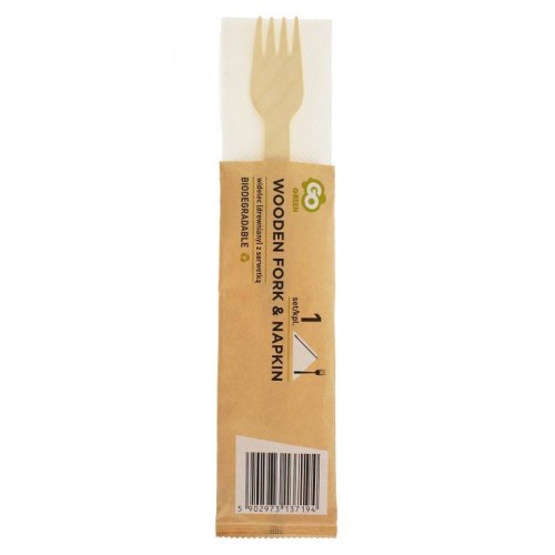 Party Wooden Wooden Fork with Napkin