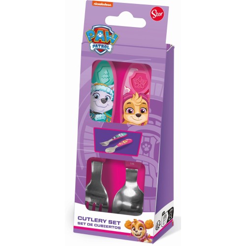 Paw Patrol Girl Superpowers metal ergonomic cutlery set - 2 pieces