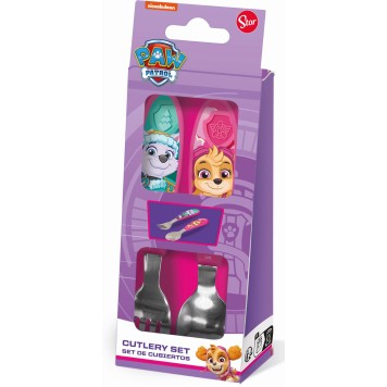 Paw Patrol Girl Superpowers metal ergonomic cutlery set - 2 pieces