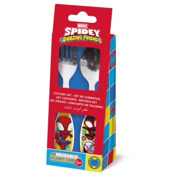 Spiderman Spidey Friends metal cutlery set - 2 pieces