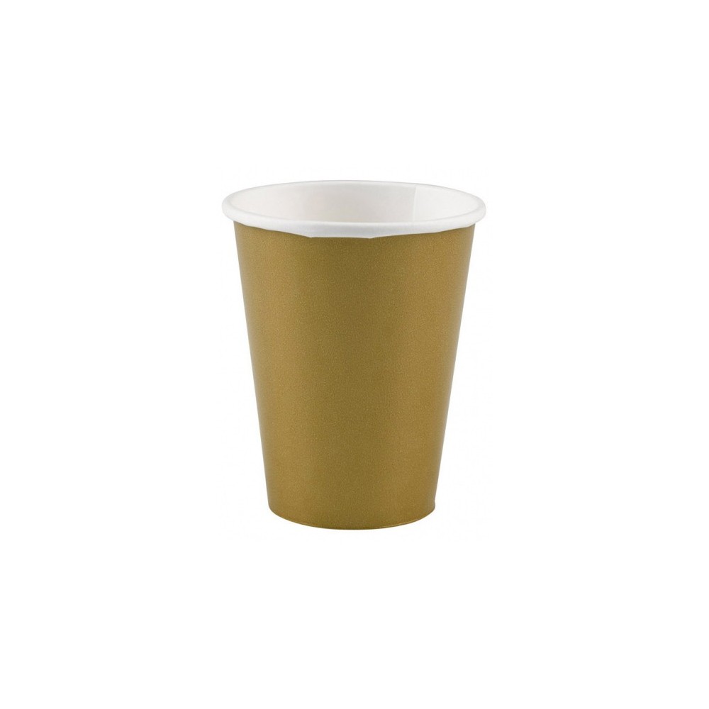 Colour Gold Gold paper cup set of 8, 250 ml