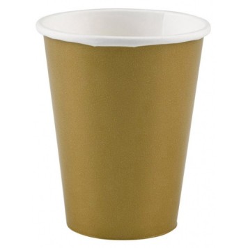 Colour Gold Gold paper cup set of 8, 250 ml