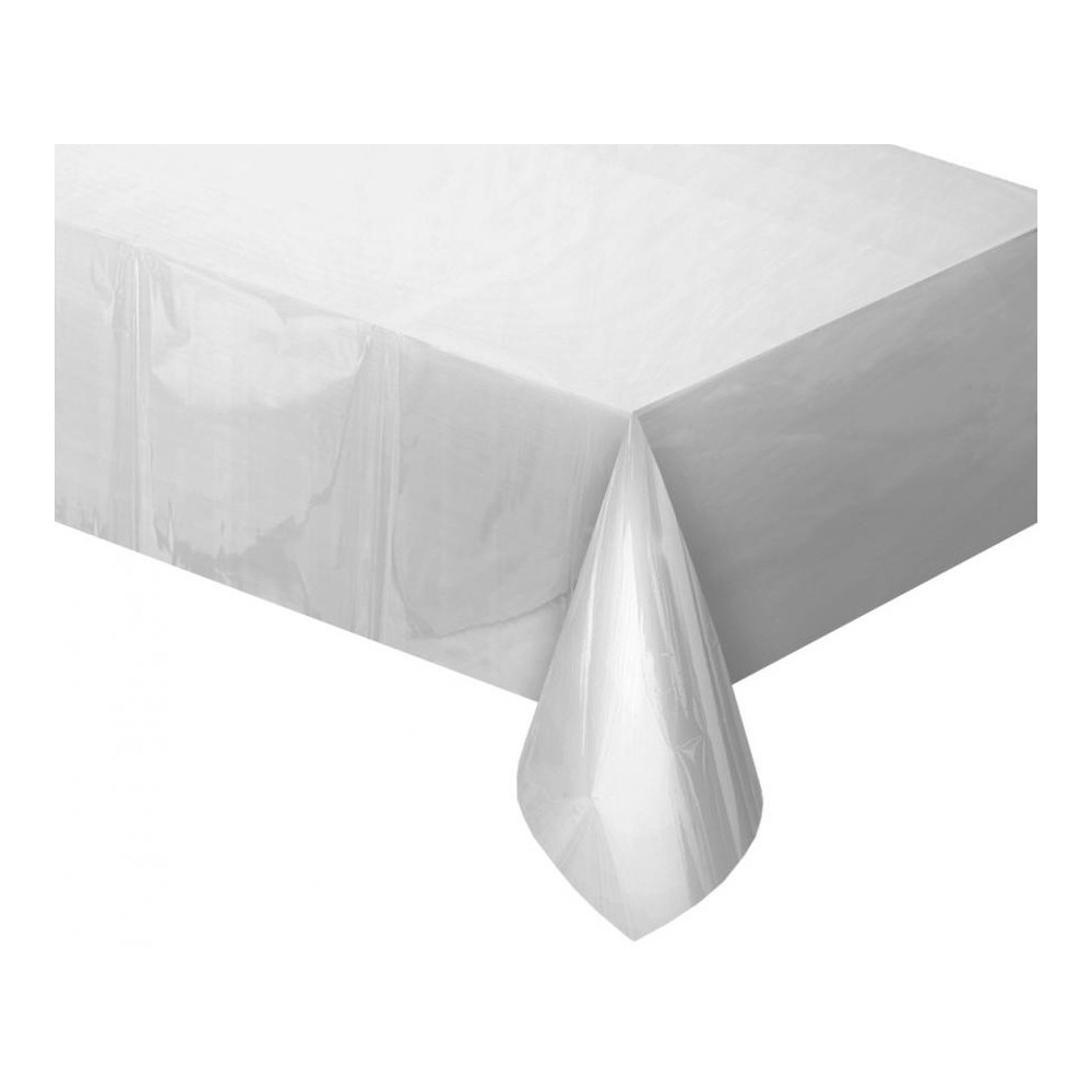 Colour Metallic Silver foil tablecloth 137x183 cm