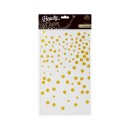 Happy Birthday White Gold Dots, White Foil Tablecloth 137x183 cm