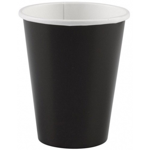 Colour Black Black paper cup 8 pcs set 250 ml