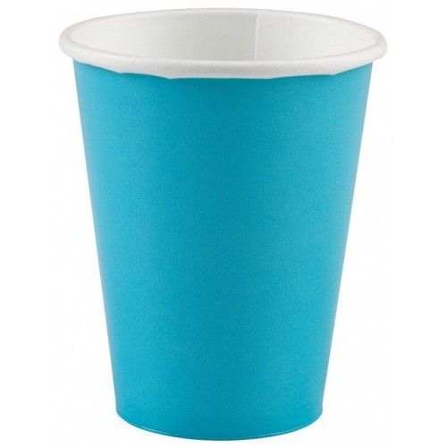 Colour Caribbean Blue Paper Cup 8 Pcs 250 ml
