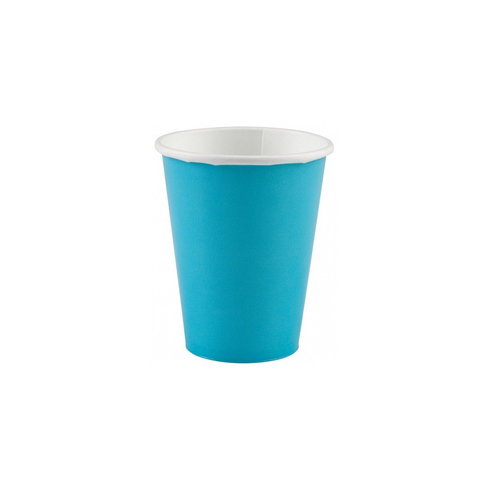 Colour Caribbean Blue Paper Cup 8 Pcs 250 ml