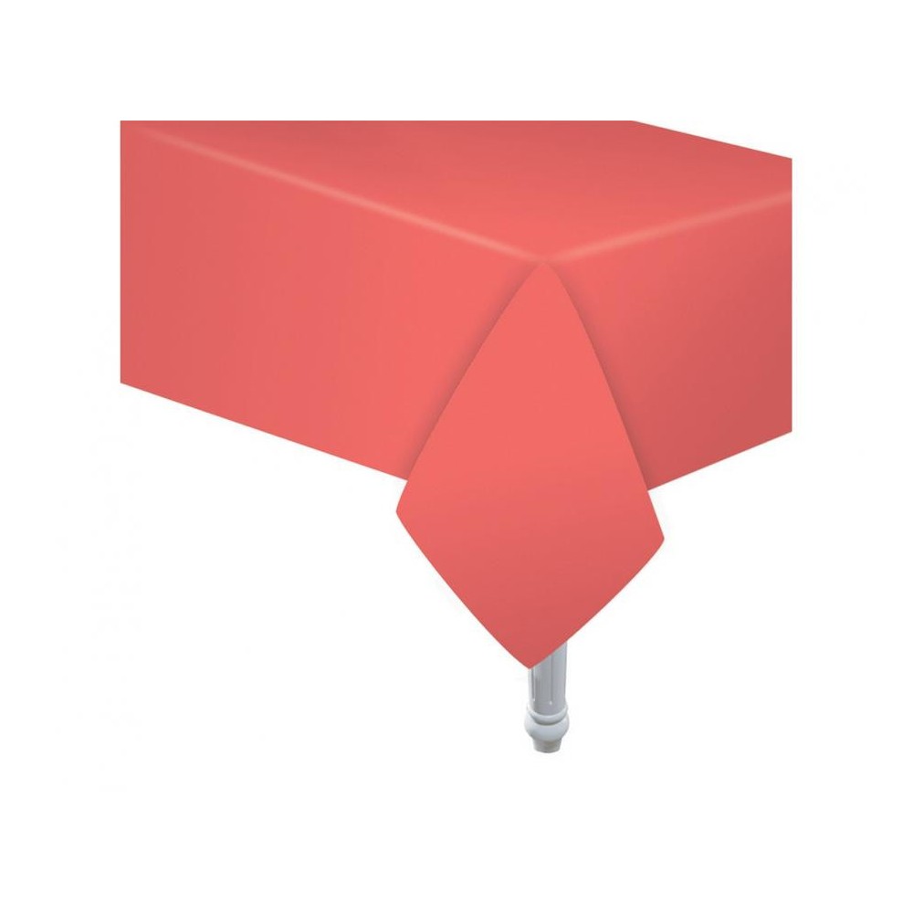 Colour Coral, Coral paper tablecloth 132x183 cm