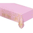 Happy Birthday B&C Gold Dots Pink Foil Tablecloth 137x183 cm
