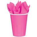 Colour Bright Pink Pink Paper Cup Set of 8 - 250 ml