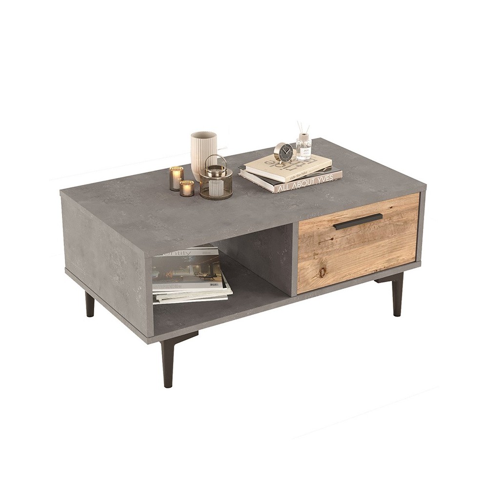 Coffee table Jethro pakoworld cement-sonoma color 90x51x40.6cm Coffee table Jethro pakoworld cement-sonoma color 90x51x40.6cm