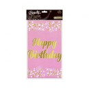 Happy Birthday B&C Light Pink Pink Happy Birthday foil tablecloth 137x183 cm