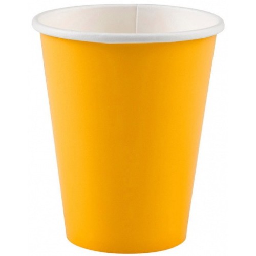 Colour Sunshine Yellow Yellow paper cup pack of 8 250 ml