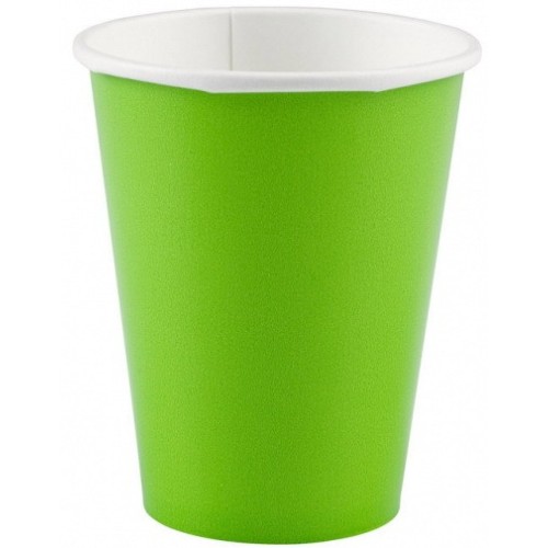 Colour Kiwi Green paper cup set of 8, 250 ml