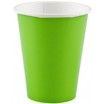 Colour Kiwi Green paper cup set of 8, 250 ml