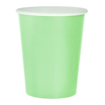 Colour Solid Mint Green Paper Cup, Pack of 14, 270 ml
