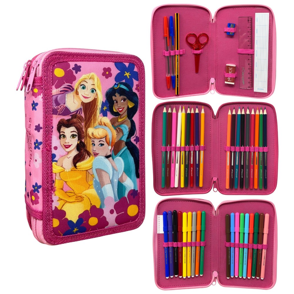 Disney Princess Fairy Tale pencil case filled 3-level