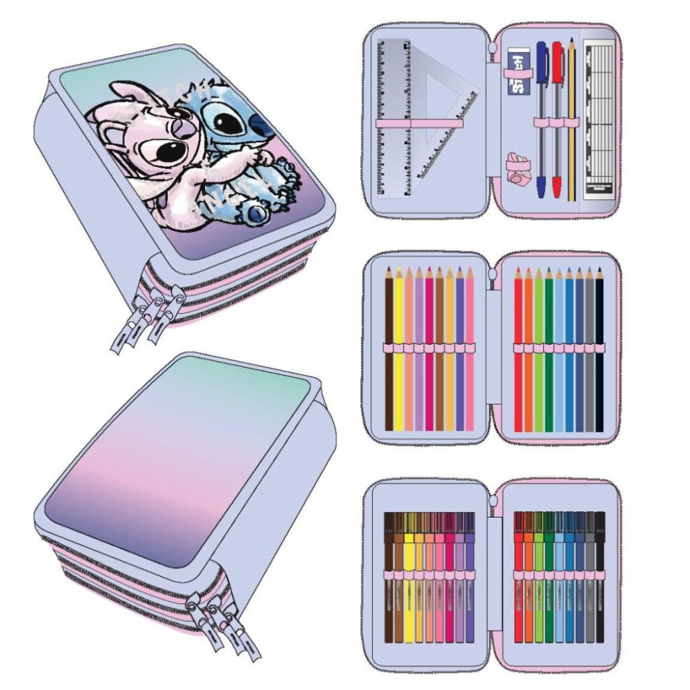 Disney Lilo and Stitch Angel 3-tier filled pencil case