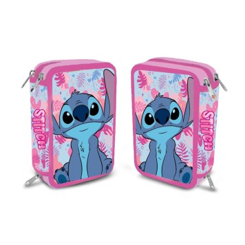 Disney Lilo and Stitch Pink Wave 3-level filled pencil case
